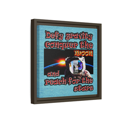 defy conquer reach - framed canvas art (faded blue)