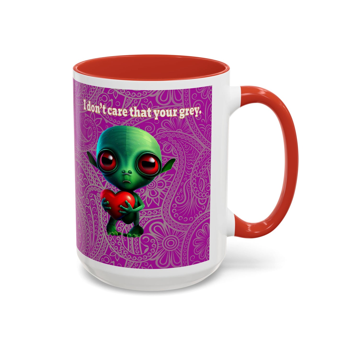 I don't care that your grey - Accent Mug (pink swirl)