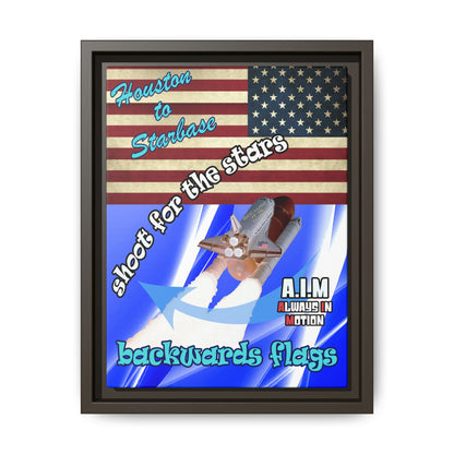 shoot for the stars - framed canvas art (blue-white wave)