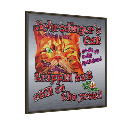 schrodinger's cat - framed canvas art (brushed nickel)