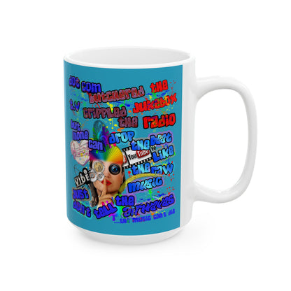 drop the beat - White Mug (turquoise)
