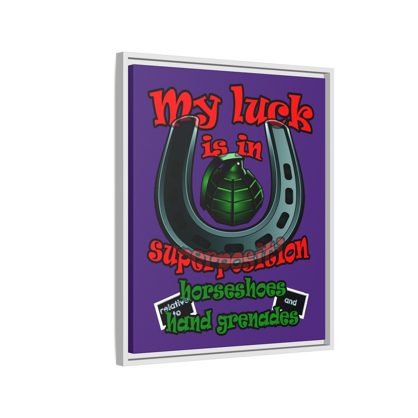 my luck - framed canvas art (purple)