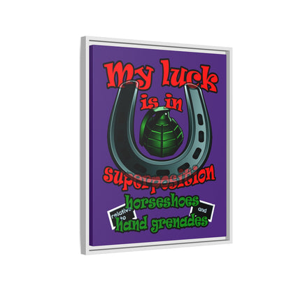 my luck - framed canvas art (purple)