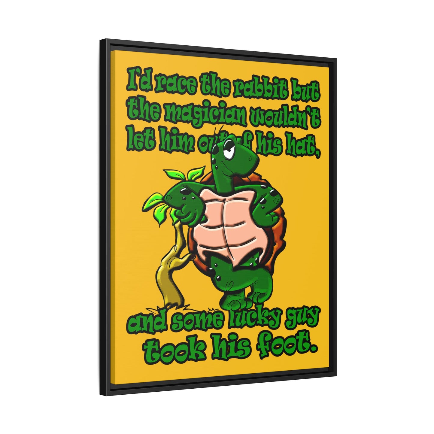turtle race - framed canvas art (yellow)