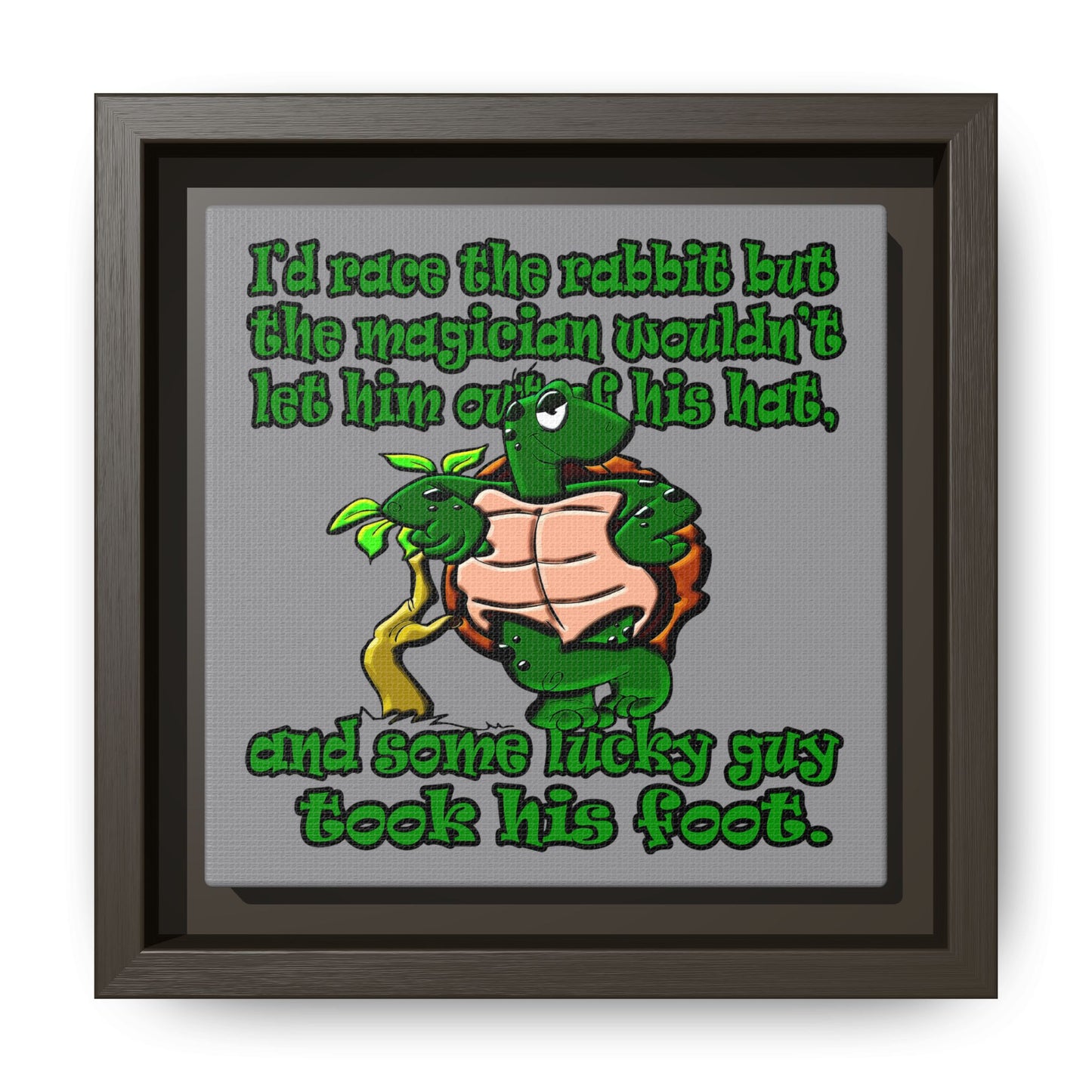 turtle race - framed canvas art (grey)