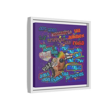 drop the beat - framed canvas art (purple)