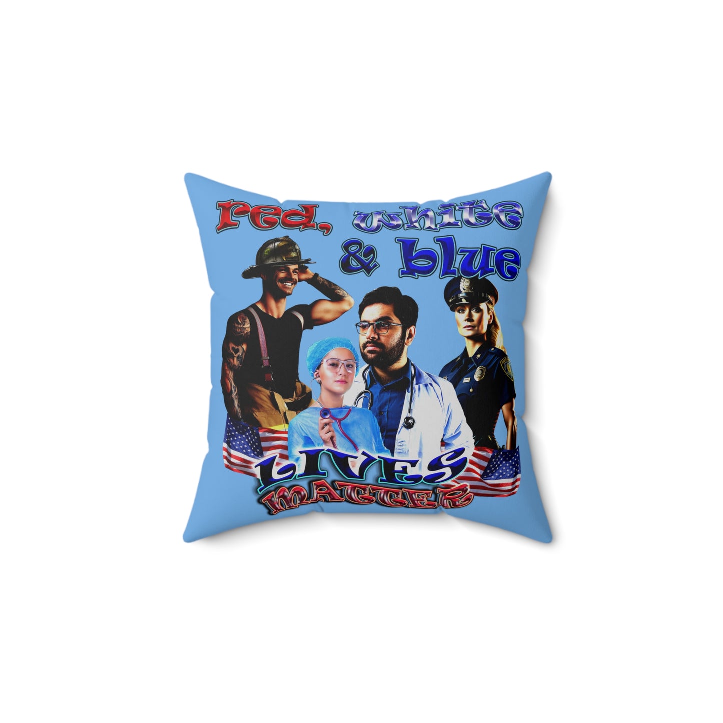 rw&b lives matter - Spun Polyester Square Pillow - (light blue)