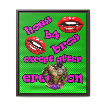 hoes b4 bros - framed canvas art (logo green)
