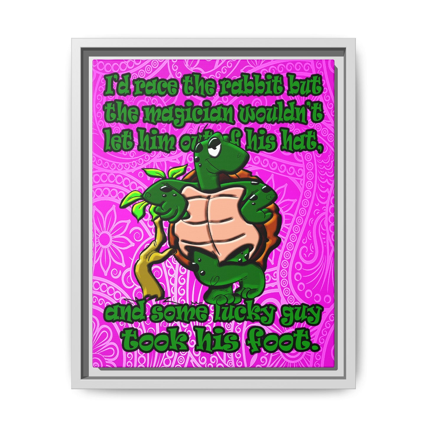 turtle race - framed canvas art (pink swirl)