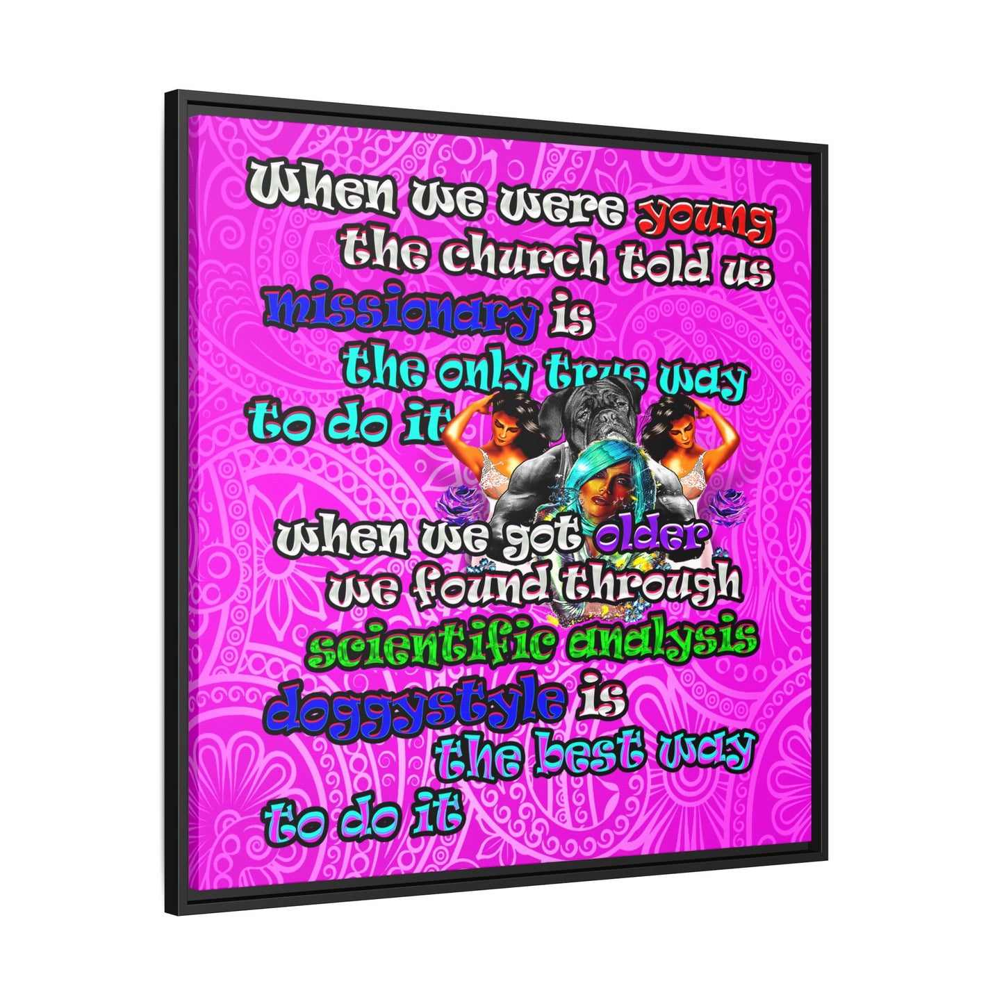 doggystyle - framed canvas art (pink swirl)