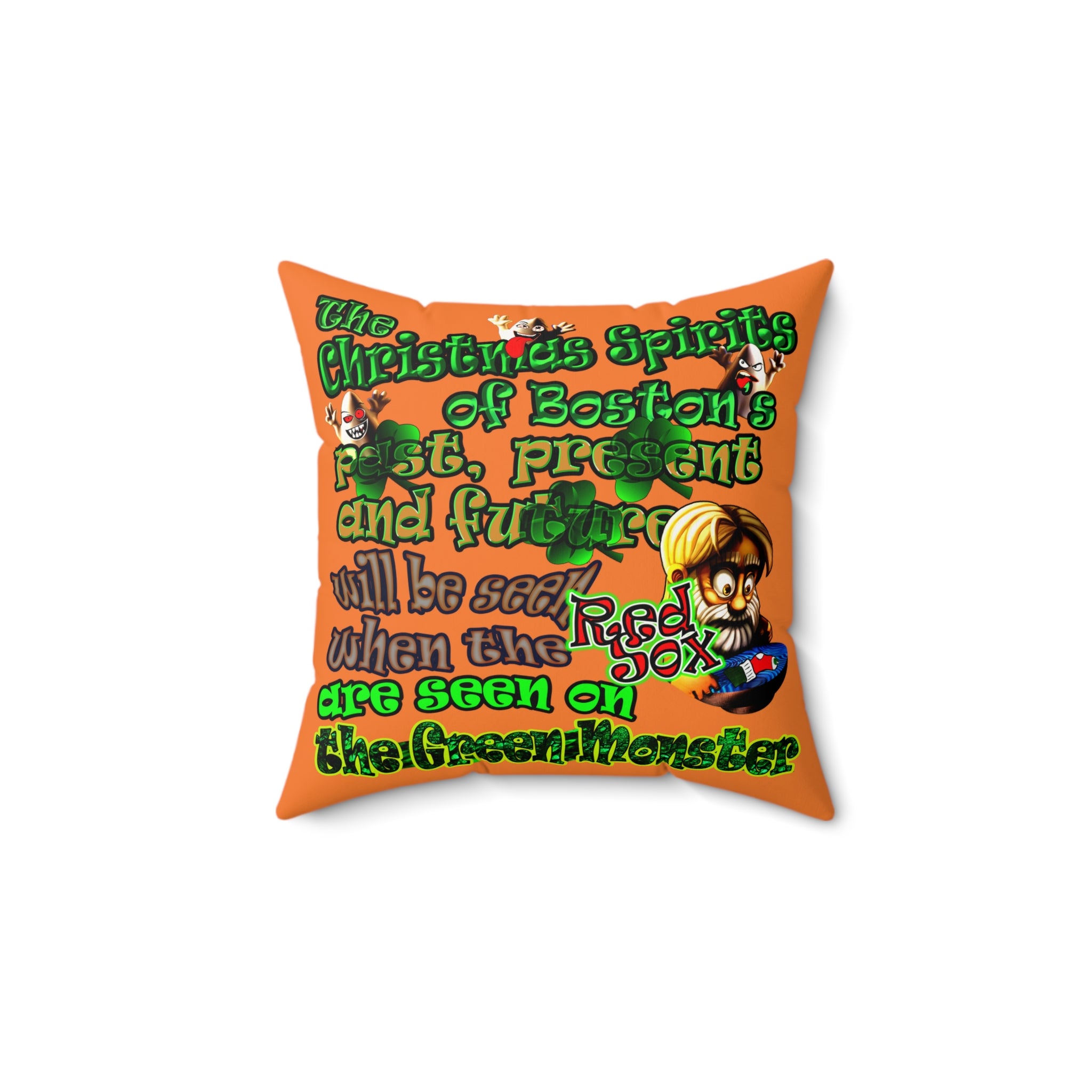 christmas spirits of boston - Faux Suede Square Pillow - (crusta)