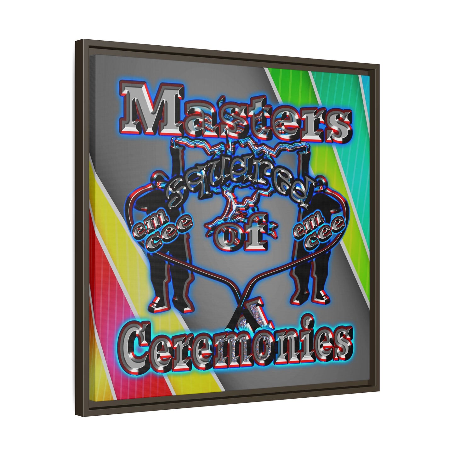 em cee squared - framed canvas art (rainbow split)
