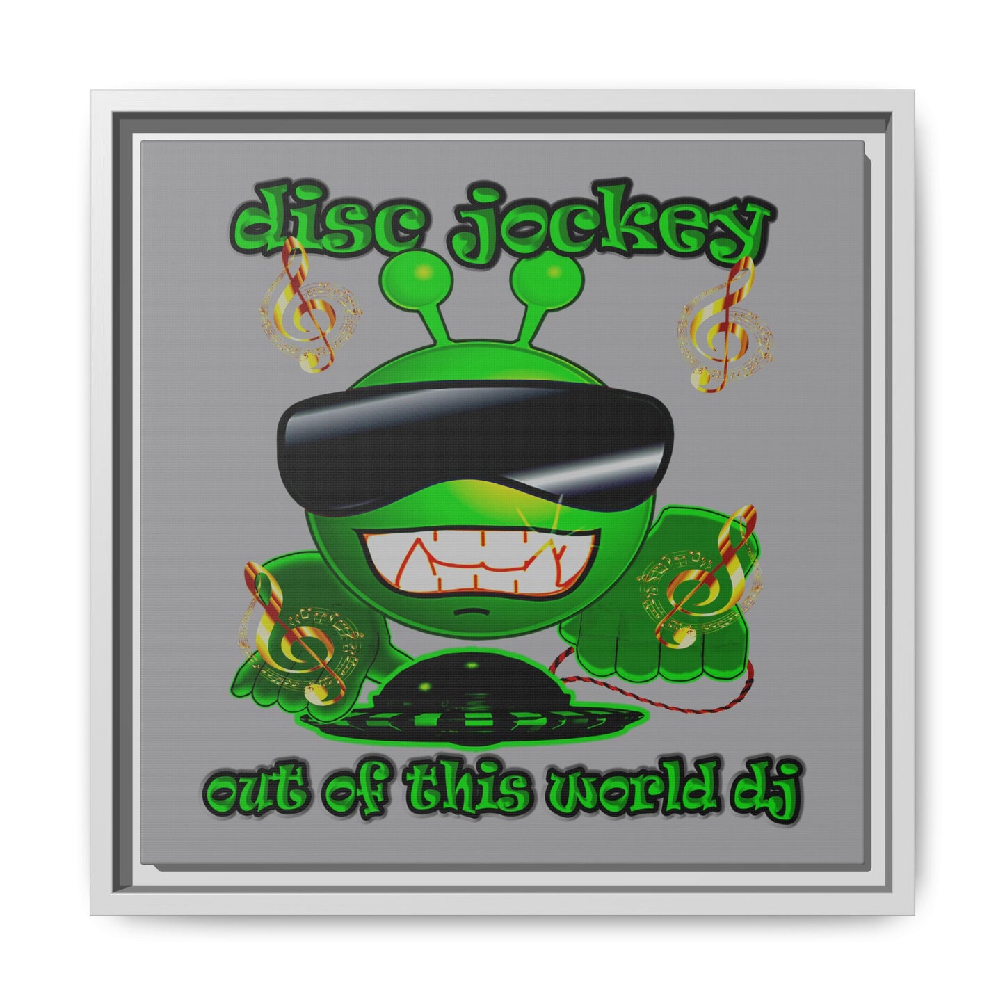 disc jockey - framed canvas art (grey)