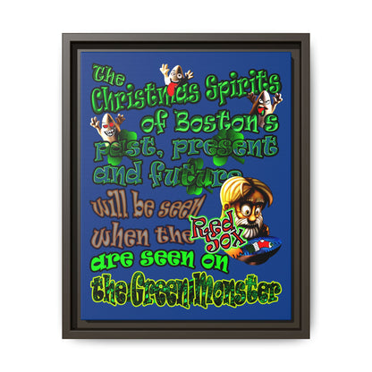 christmas spirits of boston - framed canvas art (dark blue)