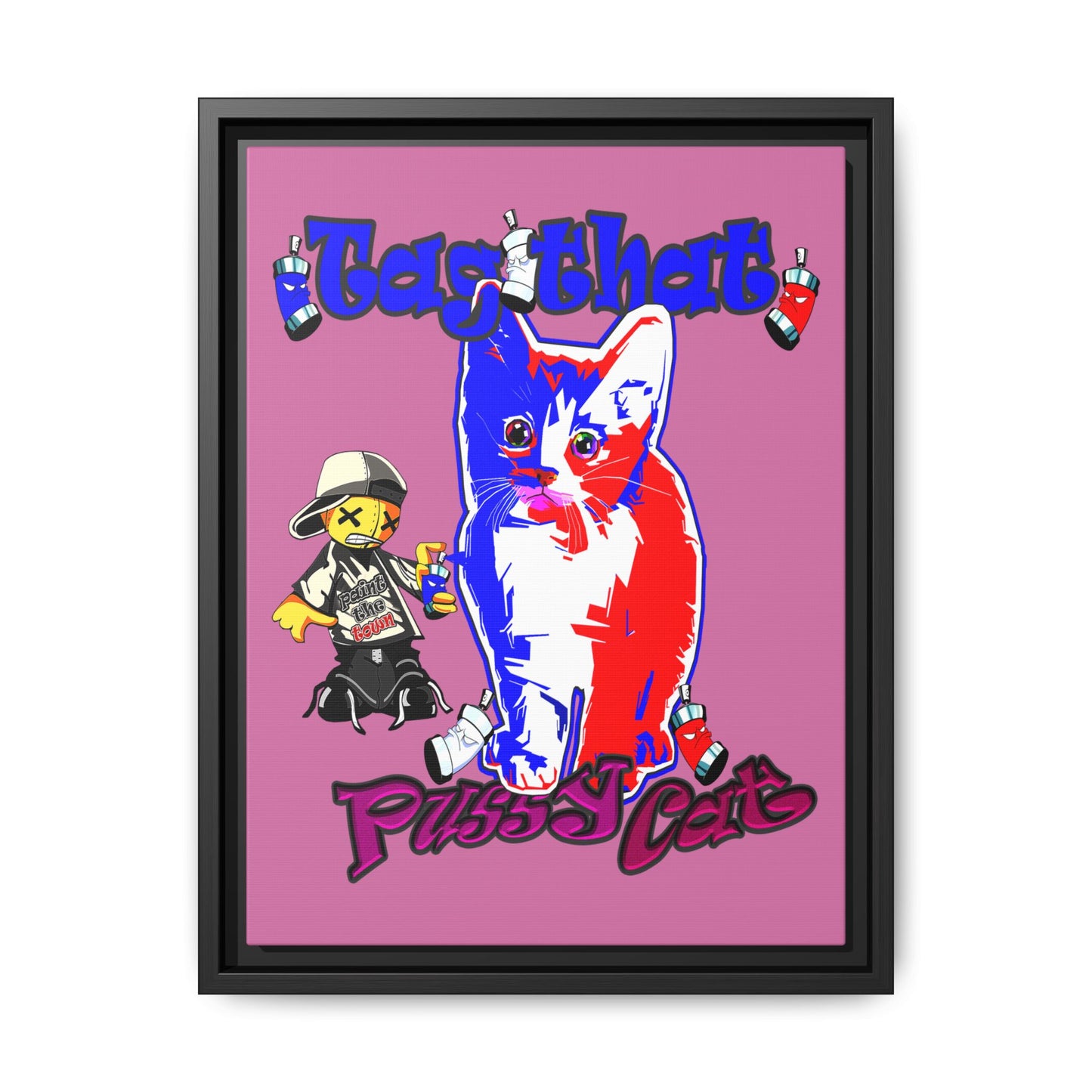 tag that - framed canvas art (light pink)