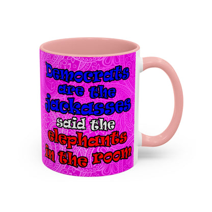 donkeys and elephants - Accent Mug (pink swirl)