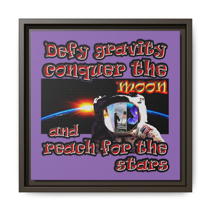 defy conquer reach - framed canvas art (light purple)