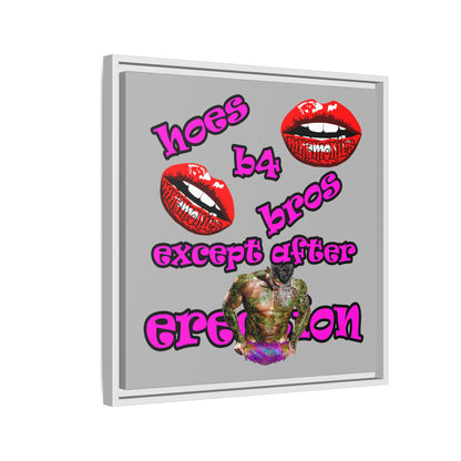 hoes b4 bros - framed canvas art (light grey)
