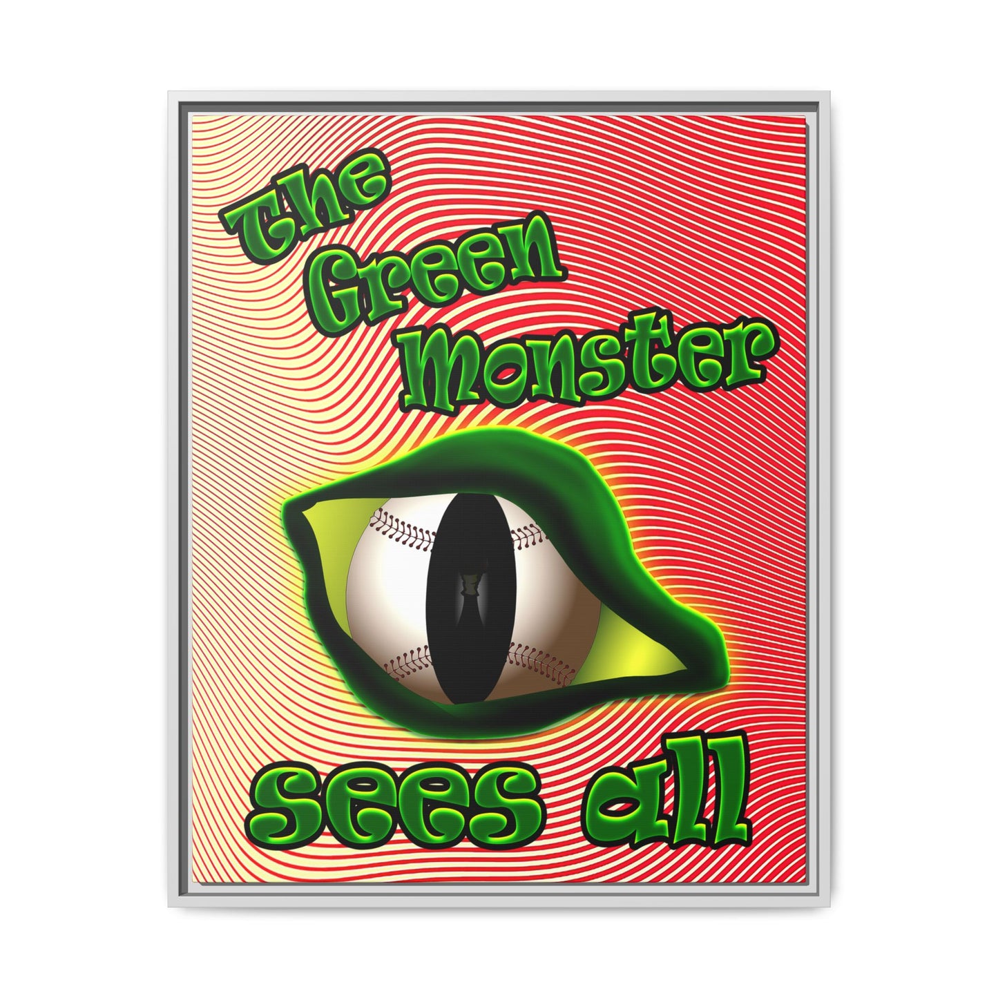 green monster - framed canvas art (yellow-orange wave)