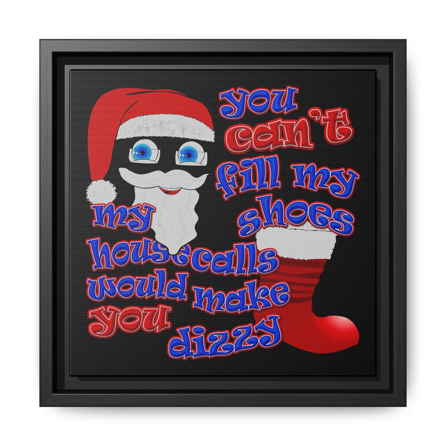 santa's shoes - framed canvas art (black)