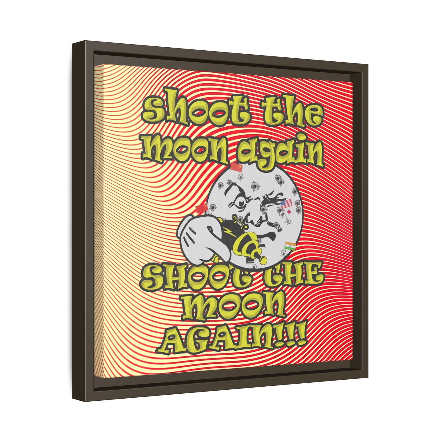 shoot the moon again - framed canvas art (yellow-orange wave)