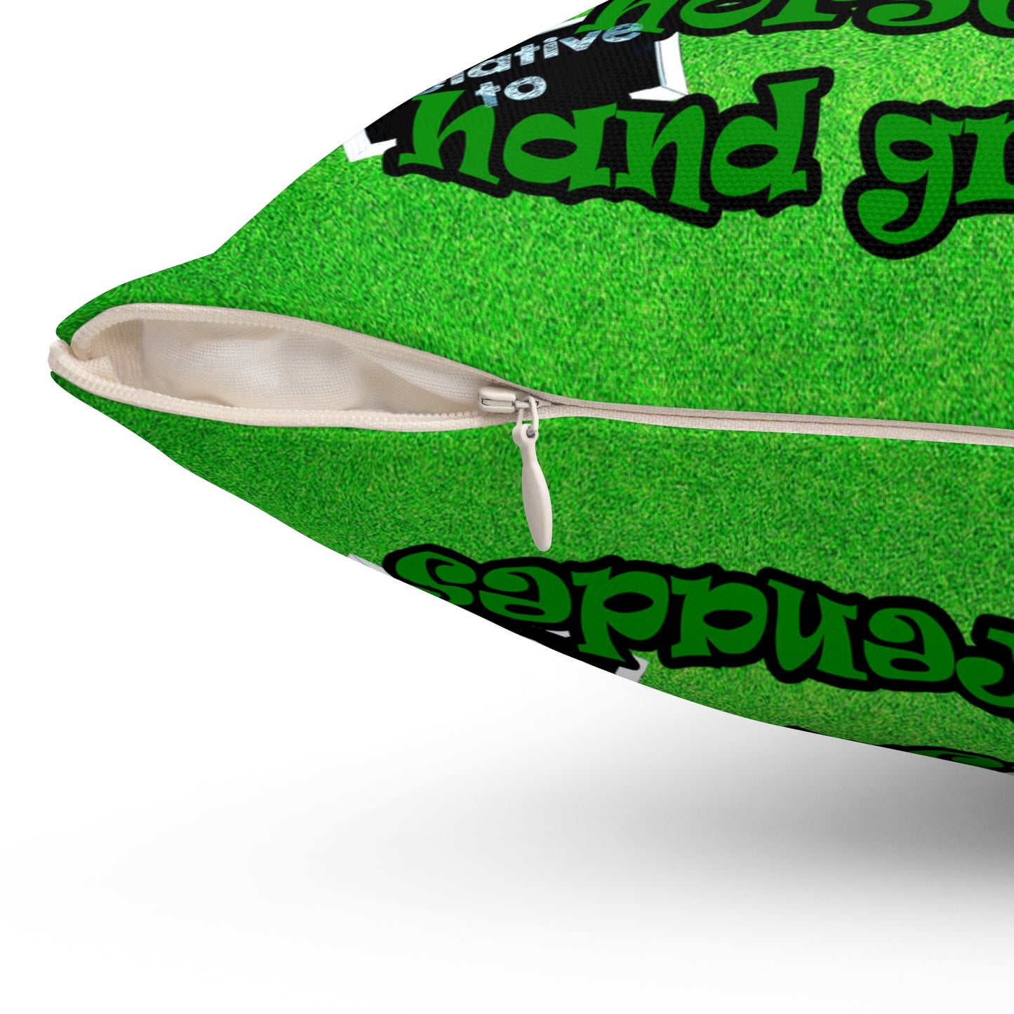 my luck - Spun Polyester Square Pillow - (green turf)