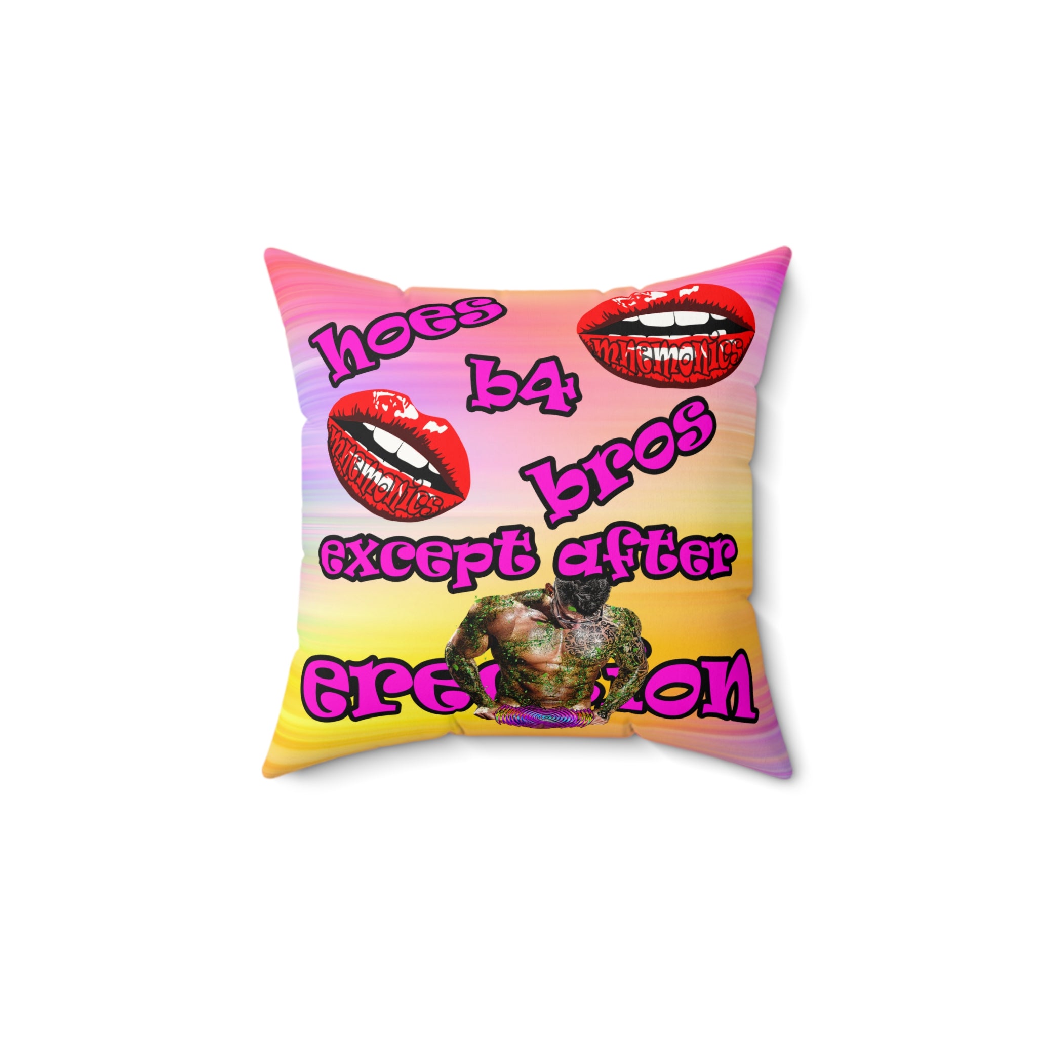 hoes b4 bros - Faux Suede Square Pillow - (color blur)