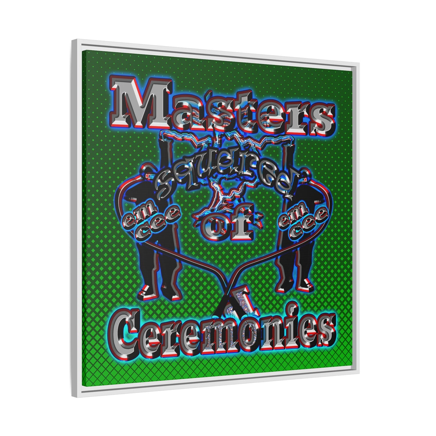 em cee squared - framed canvas art (logo green)