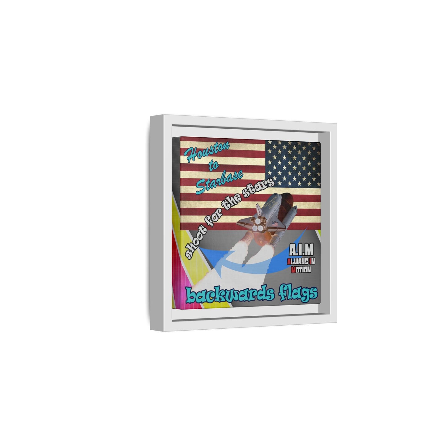 shoot for the stars - framed canvas art (rainbow split)