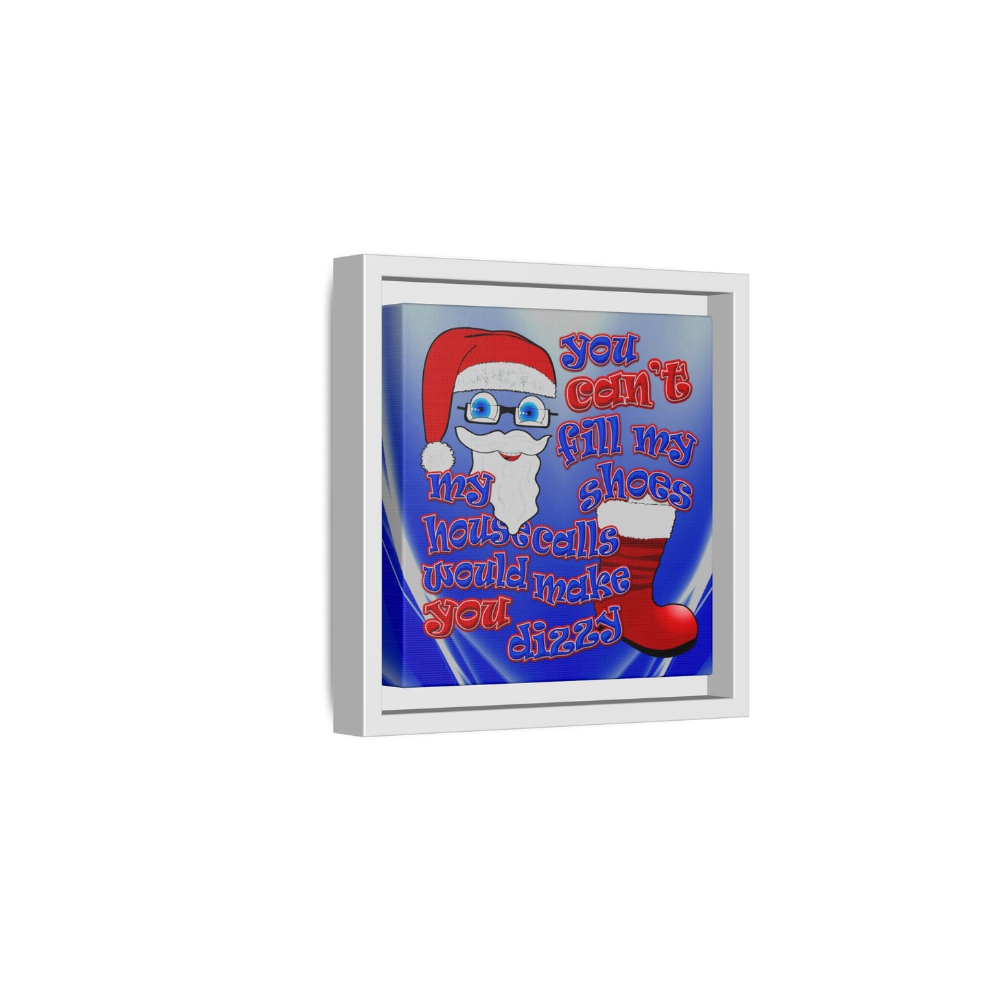 santa's shoes - framed canvas art (blue-white wave)
