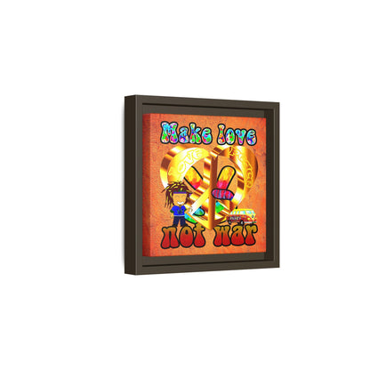 love peace - framed canvas art (burnt orange)