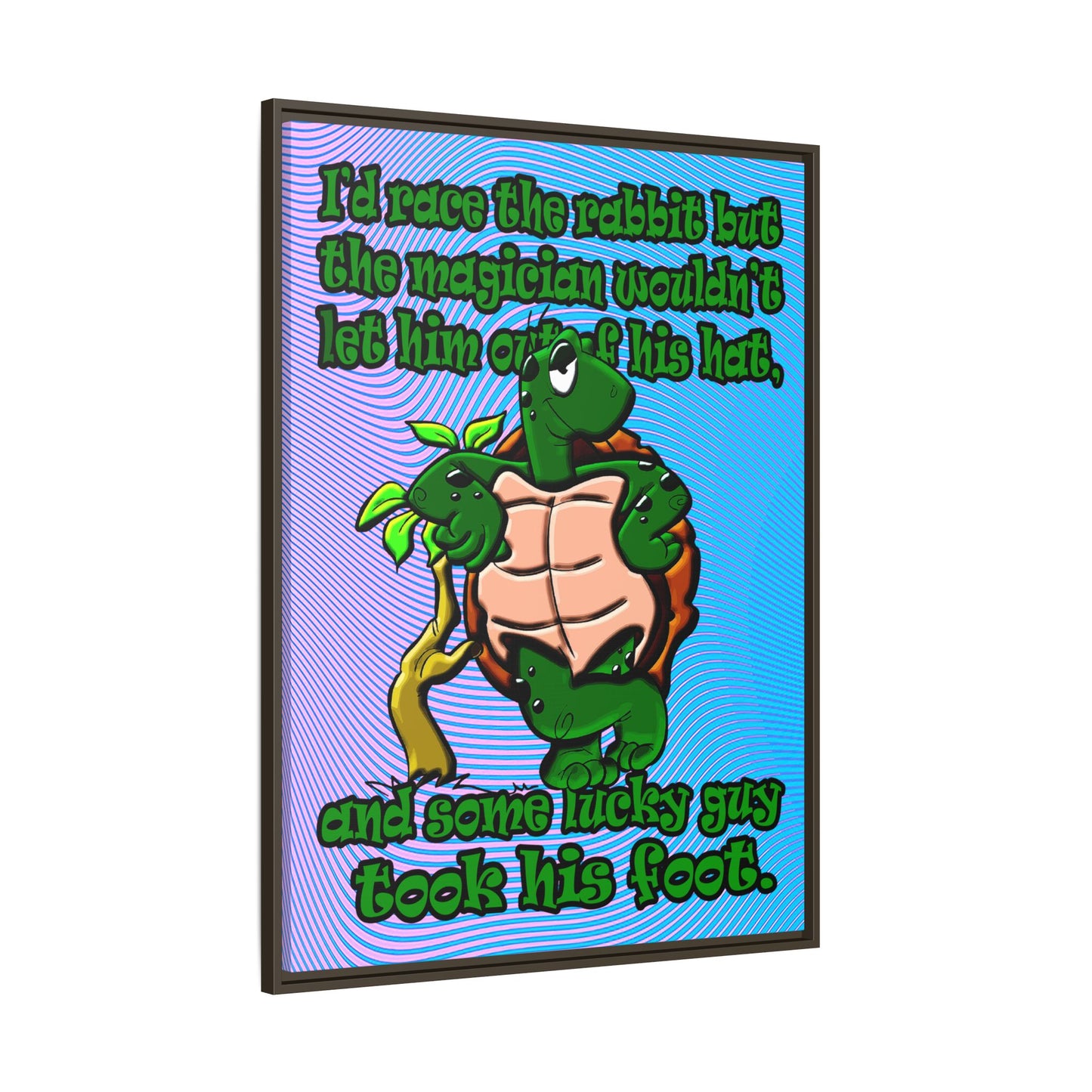 turtle race - framed canvas art (light blue-purple wave)