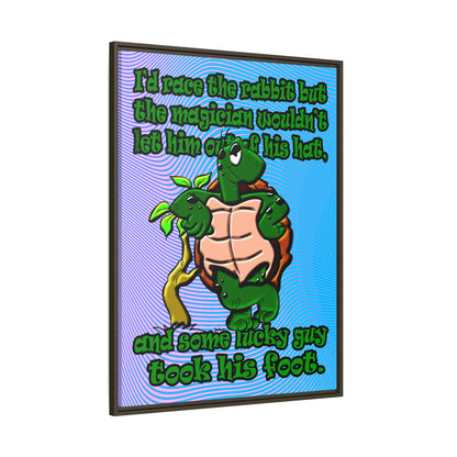 turtle race - framed canvas art (light blue-purple wave)