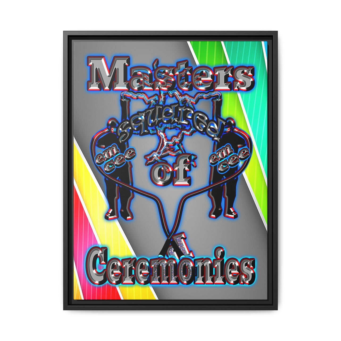 em cee squared - framed canvas art (rainbow split)