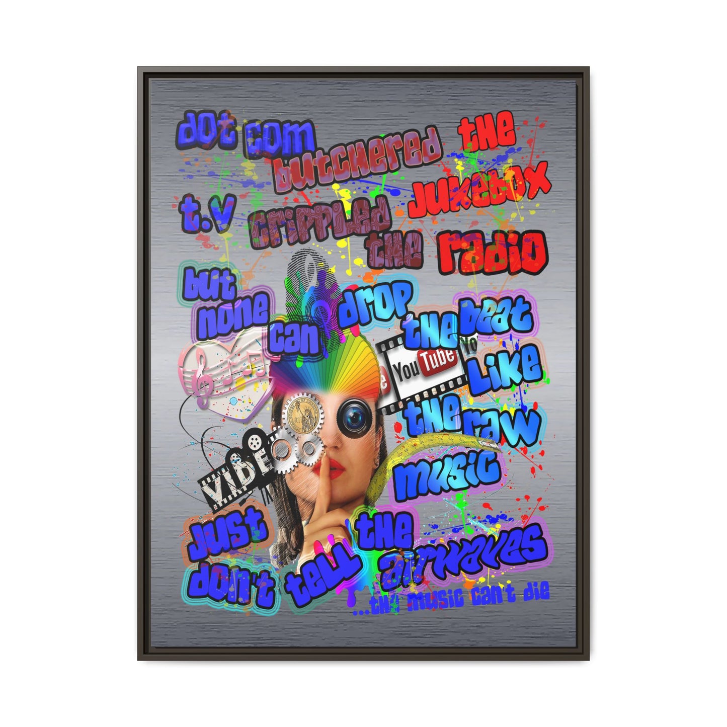 drop the beat - framed canvas art (brushed nickel)