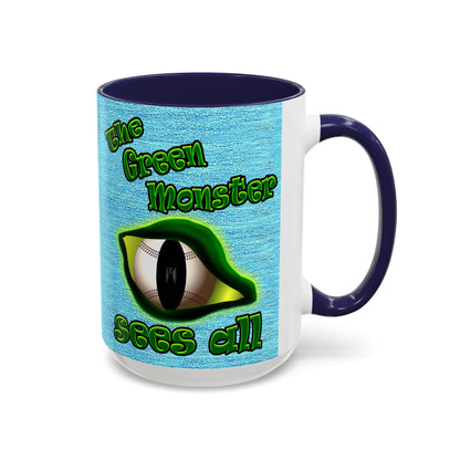 green monster - Accent Mug (faded blue)