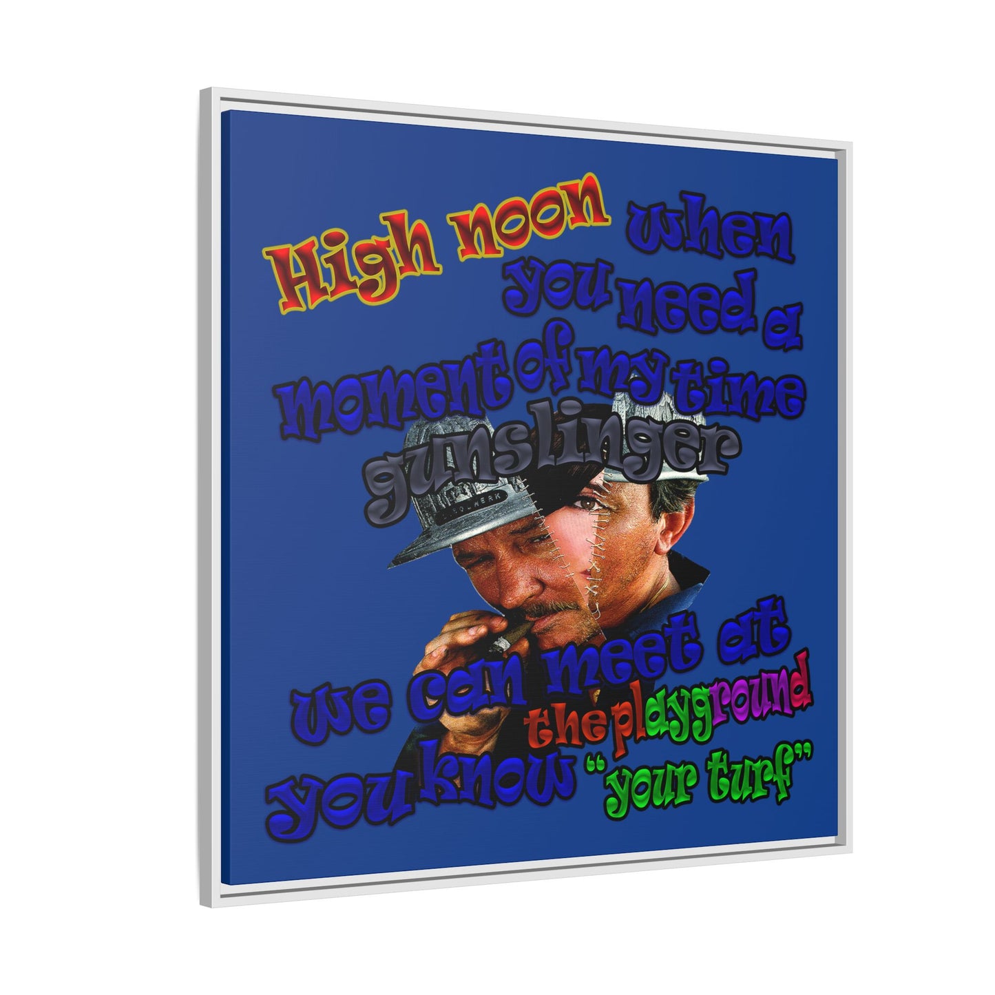 high noon - framed canvas art (dark blue)