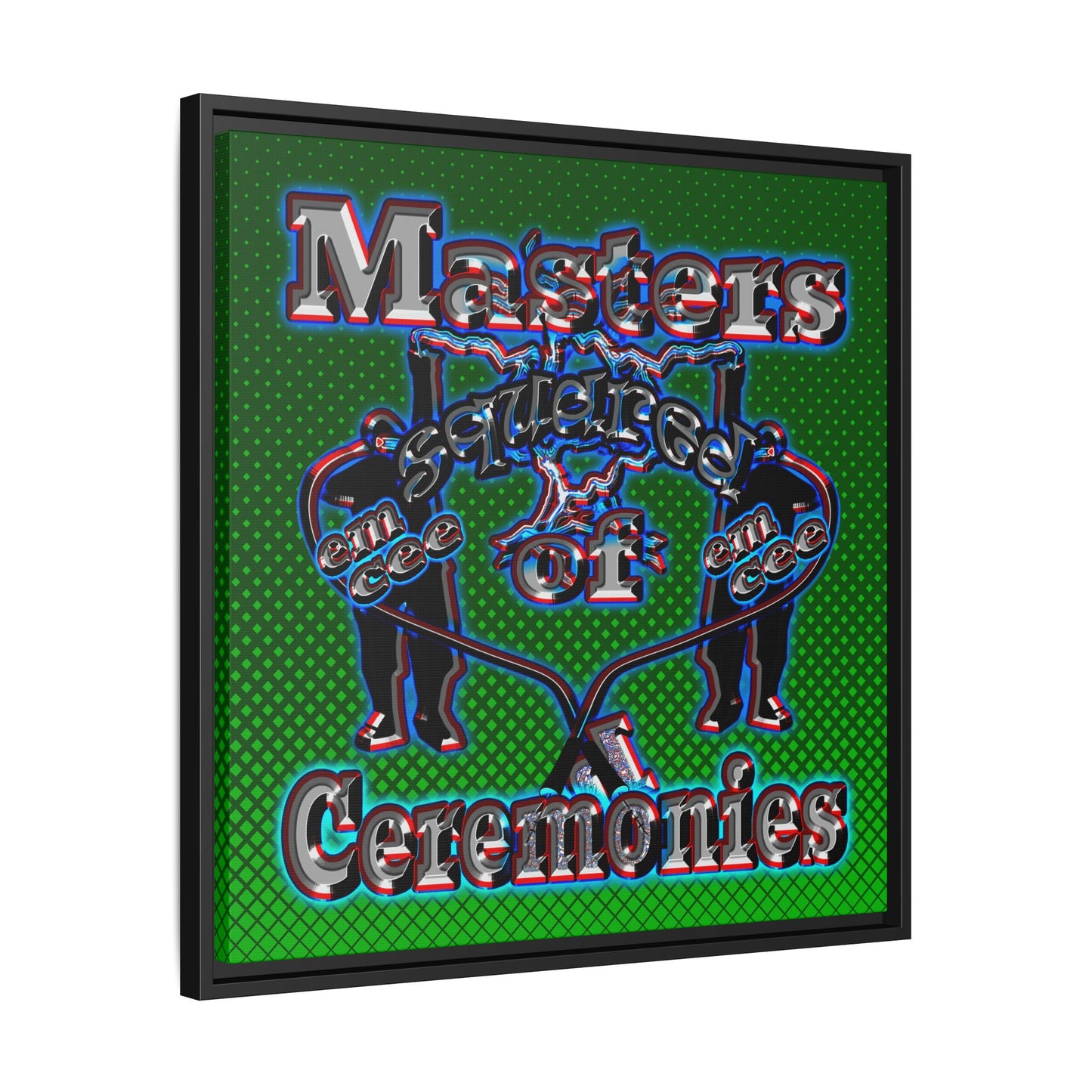 em cee squared - framed canvas art (logo green)