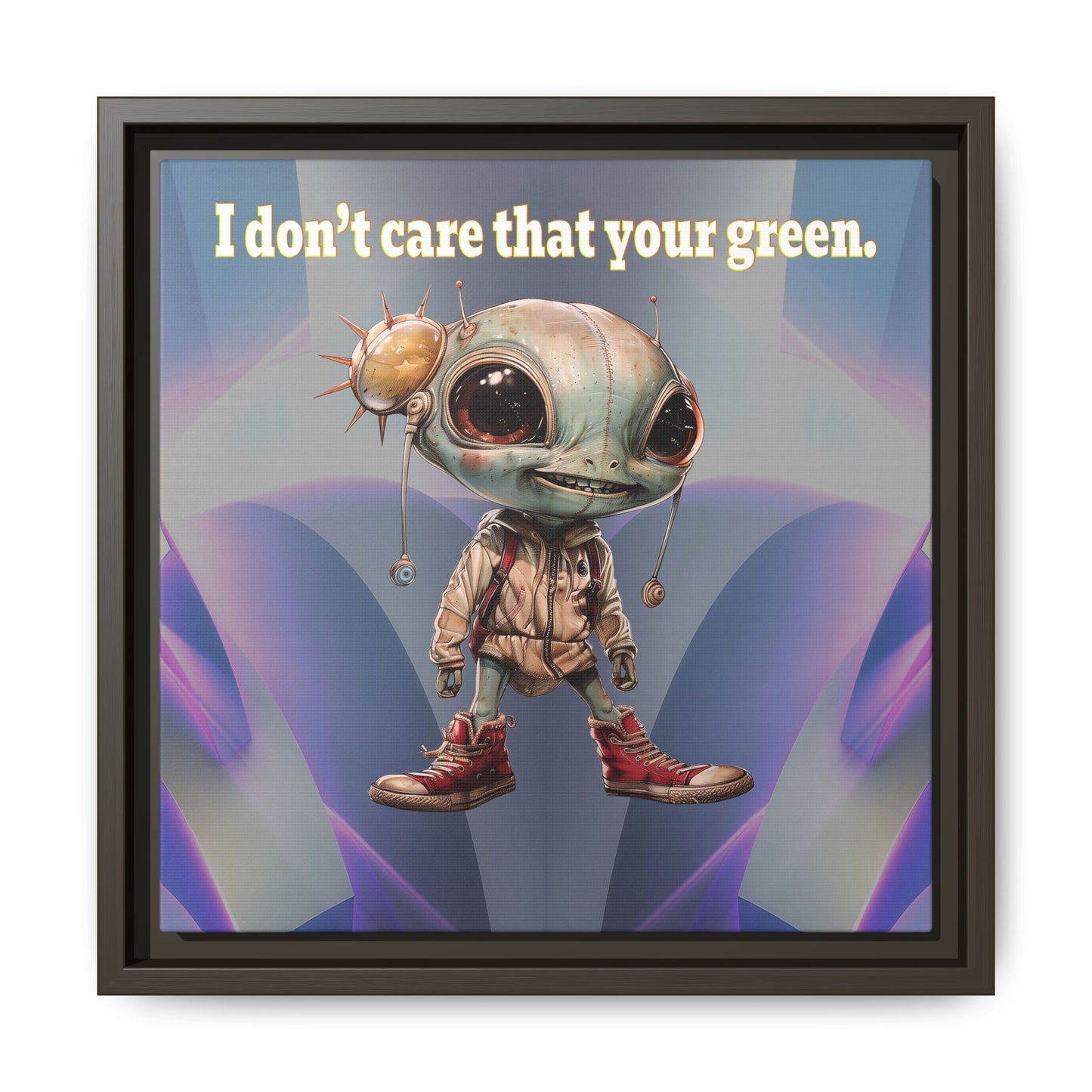 I don't care that your green - framed canvas art (grey-pink wave)