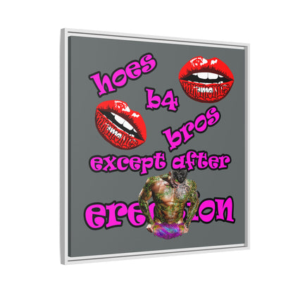 hoes b4 bros - framed canvas art (dark grey)