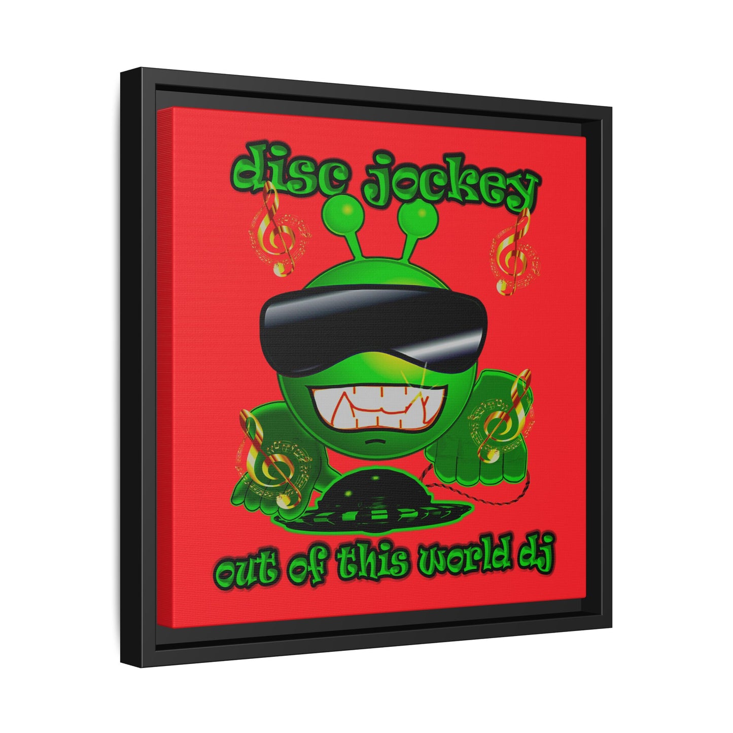 disc jockey - framed canvas art (red)