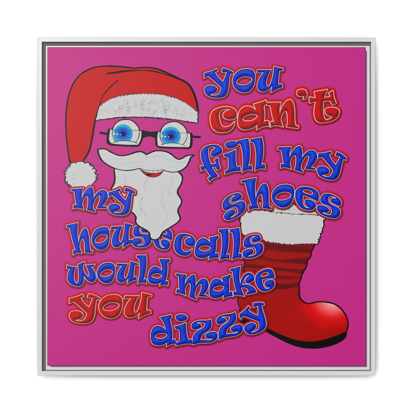 santa's shoes - framed canvas art (pink)