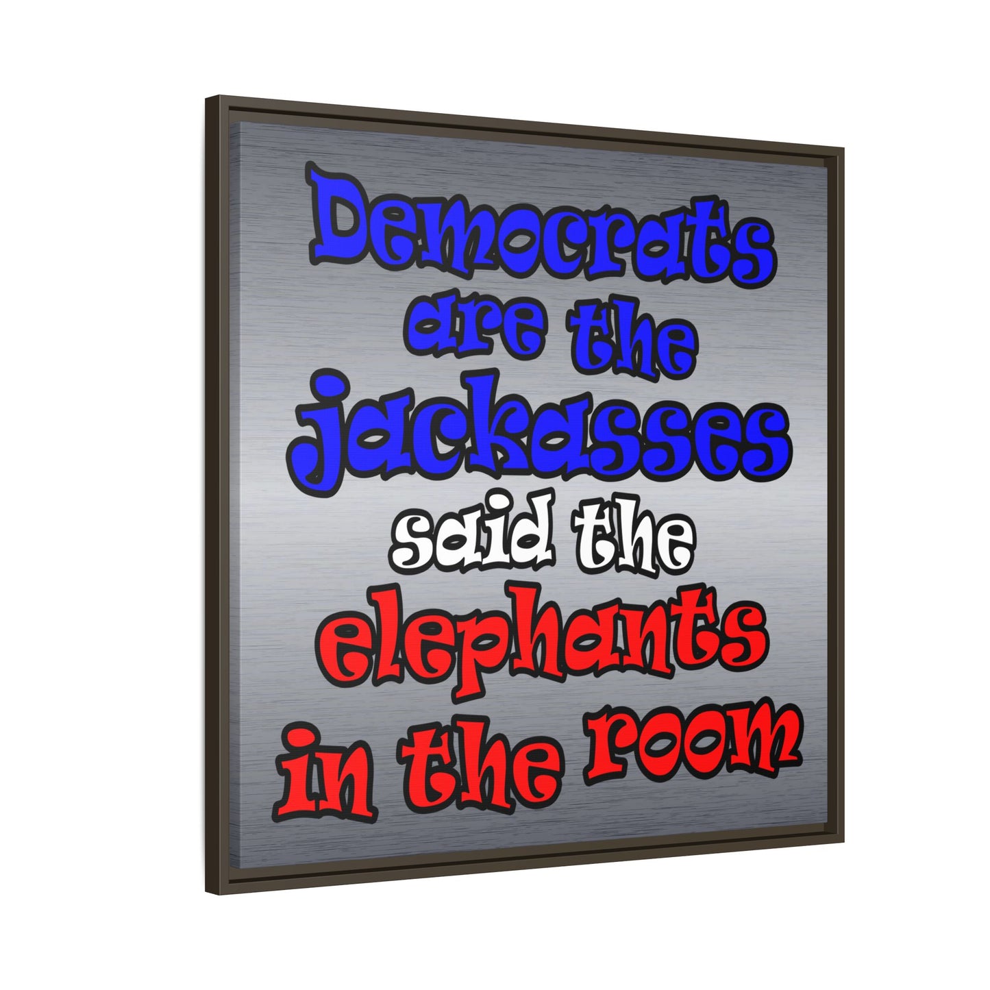 donkeys and elephants - framed canvas art (brushed nickel)