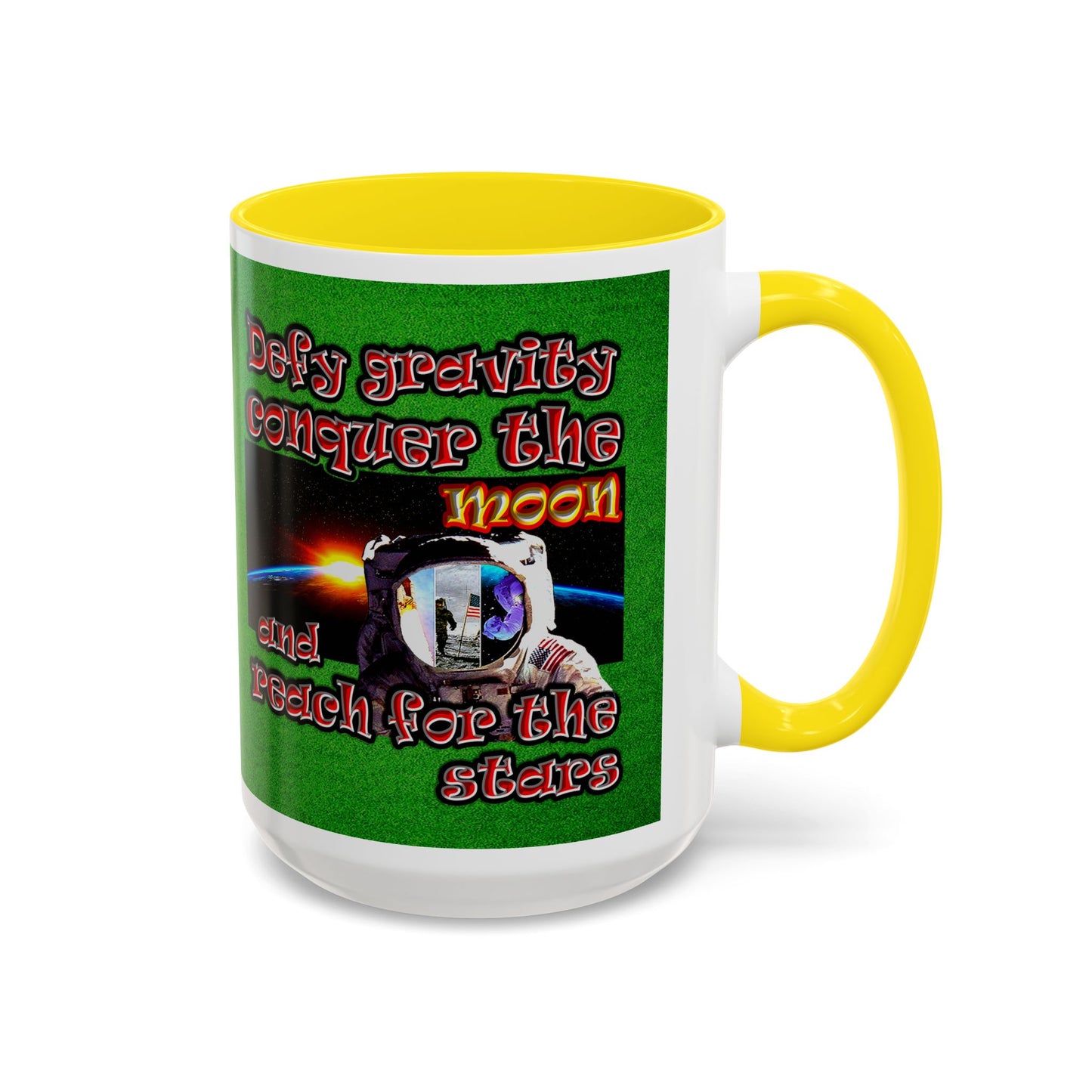 defy conquer reach - Accent Mug (green turf)