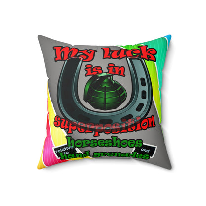 my luck - Faux Suede Square Pillow - (rainbow split)
