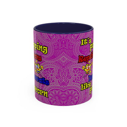 popping like popcorn - Accent Mug (pink swirl)