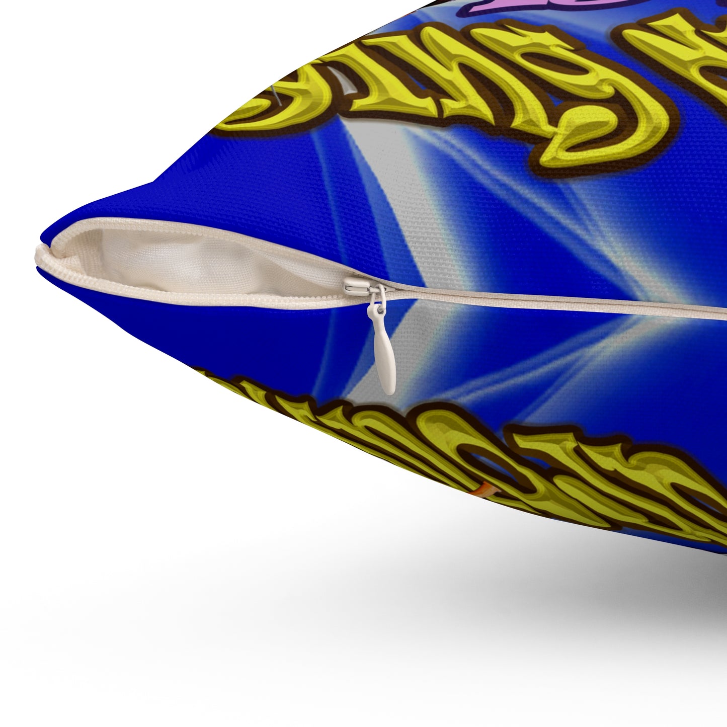 the bum's shit - Spun Polyester Square Pillow - (blue-white wave)