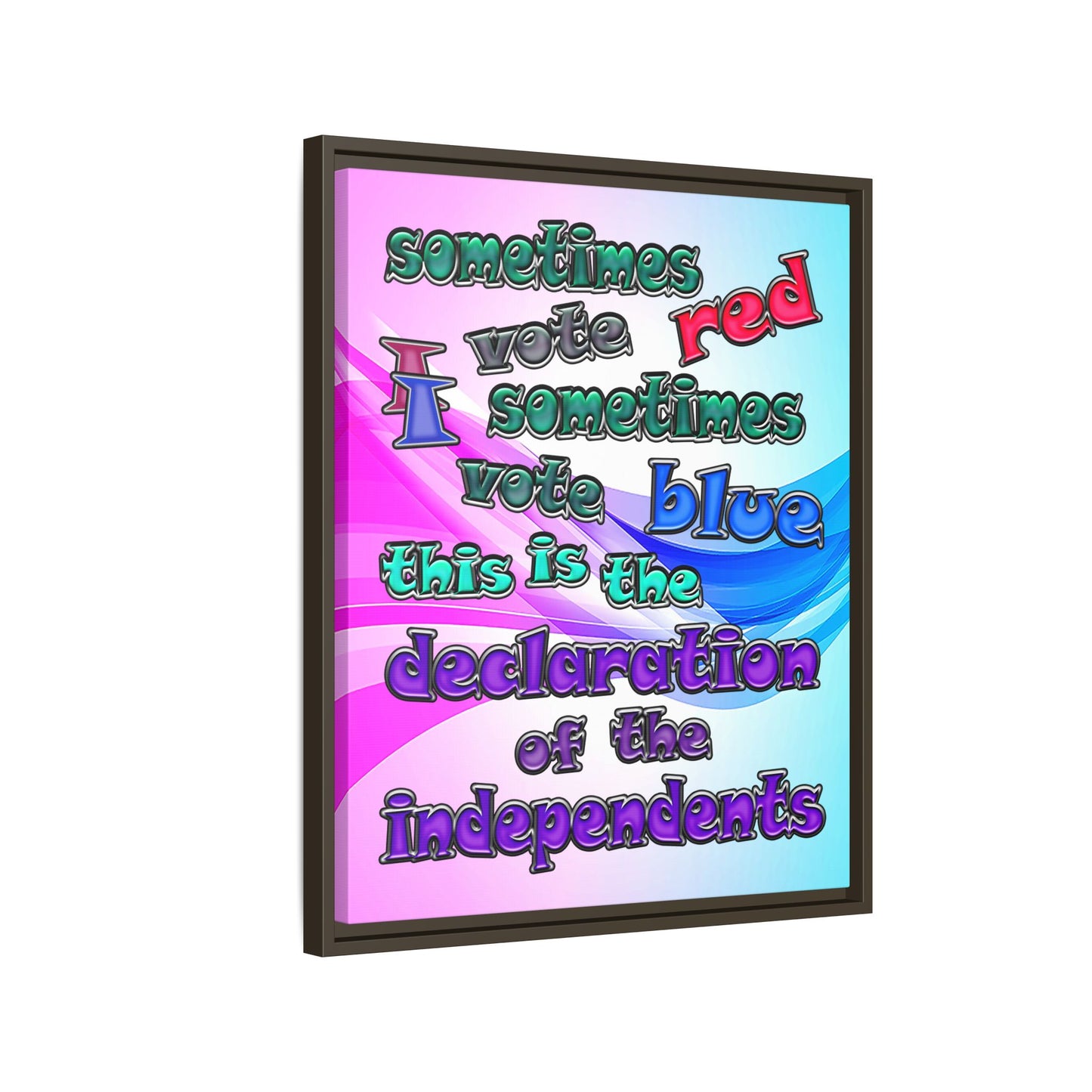 declaration of the independents - framed canvas art (light blue-pink wave)