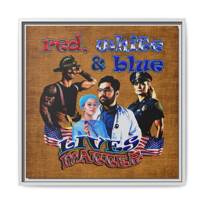 rw&b lives matter - framed canvas art (brown papyrus)