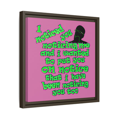 noticed you noticing - framed canvas art (light pink)
